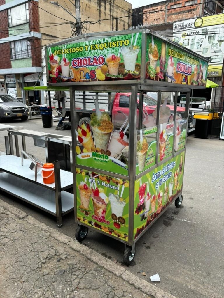 Carrito ambulante profesional para venta de cholaos en Bogotá