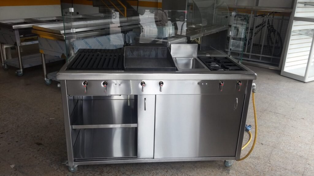 Carro de comidas rápidas en acero inoxidable fabricado en Bogotá